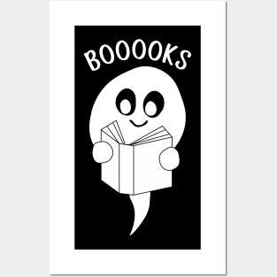 Boooks Cute Ghost Reading a Book Posters and Art